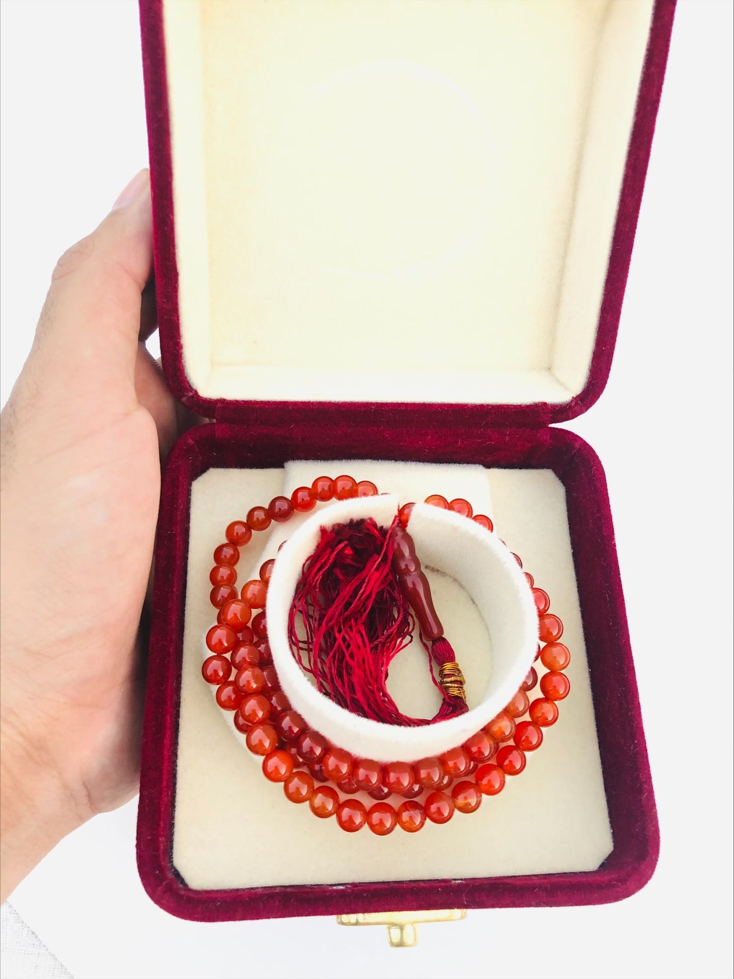 Red Aqeeq Stone Tasbih | 100 Beads