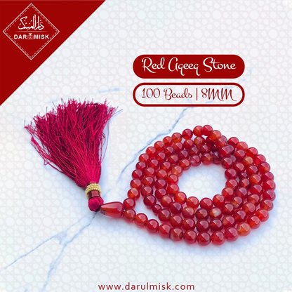 Red Aqeeq Stone Tasbih | 100 Beads