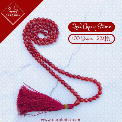 Red Aqeeq Stone Tasbih | 100 Beads