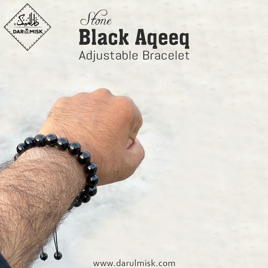 Black Aqeeq Stone(Adjustable Beads Bracelet)