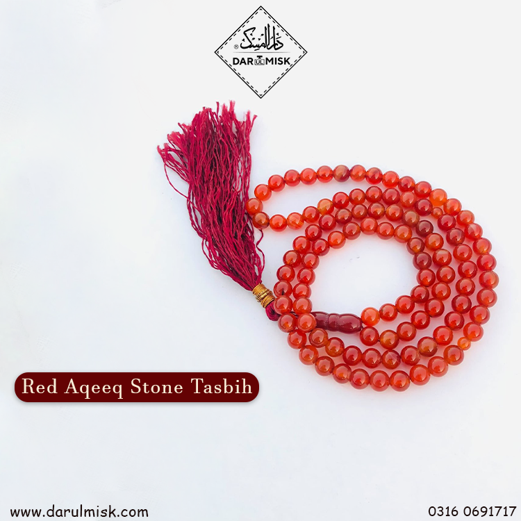 Red Aqeeq Stone Tasbih | 100 Beads