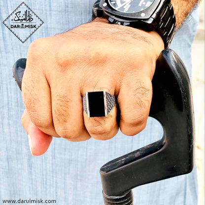 Rectangle Black Delta Ring