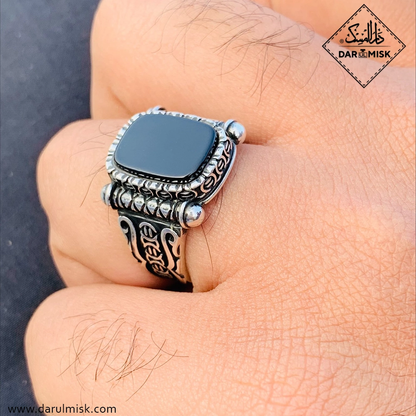 Black Beauty Squre Turkish 925 Silver Ring