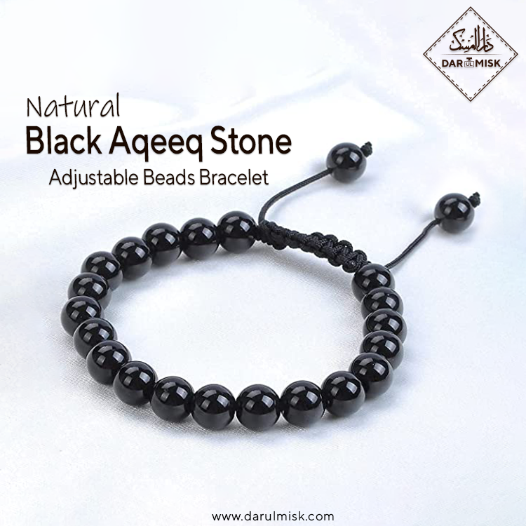 Black Aqeeq Stone(Adjustable Beads Bracelet)