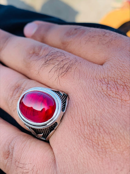 Classic Red Onyx 925 Silver Ring