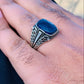 Blue Dimond Cut 925 Silver Turkish Ring