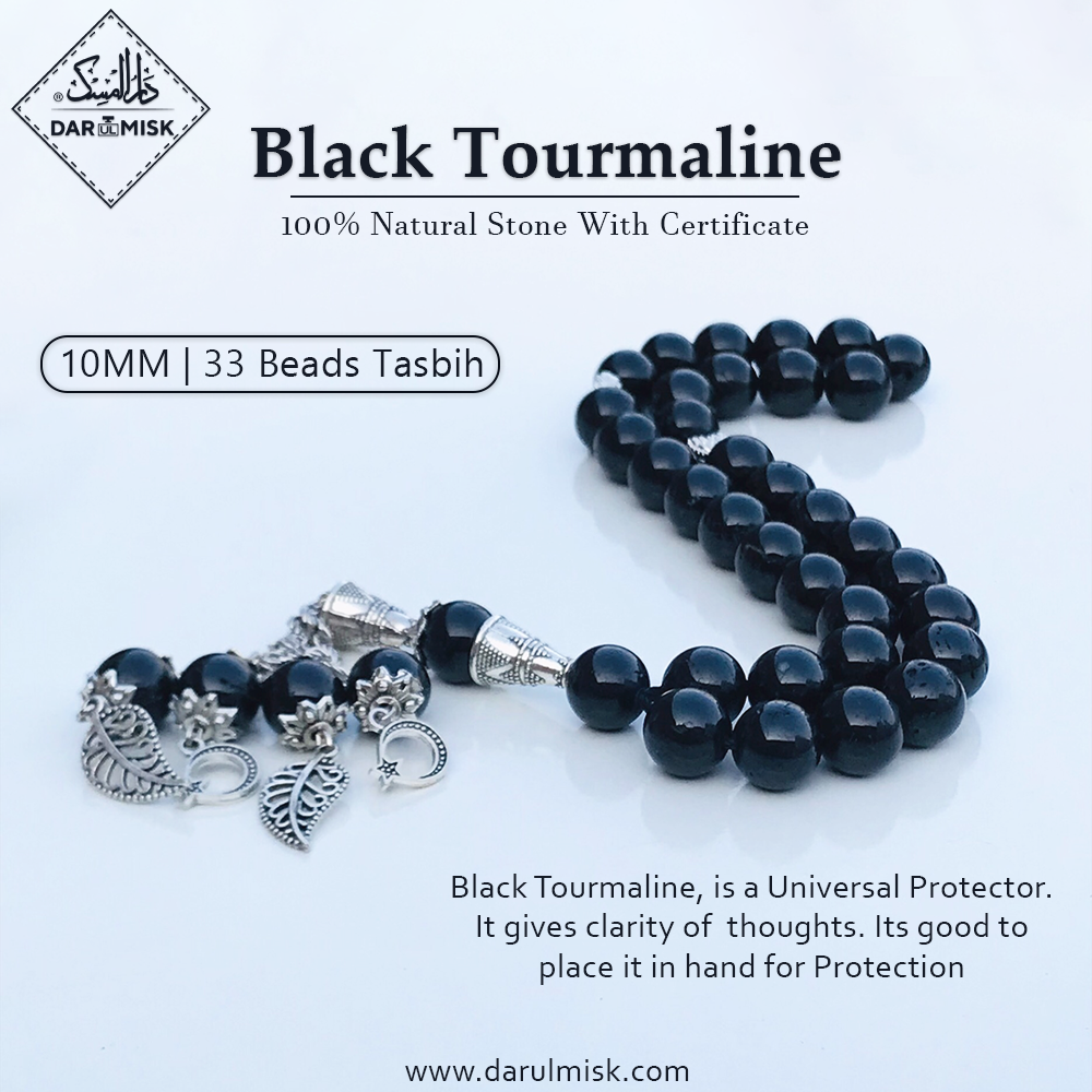 Natural Black Tourmaline Stone Tasbih