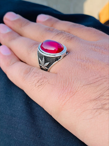 Classic Red Onyx 925 Silver Ring