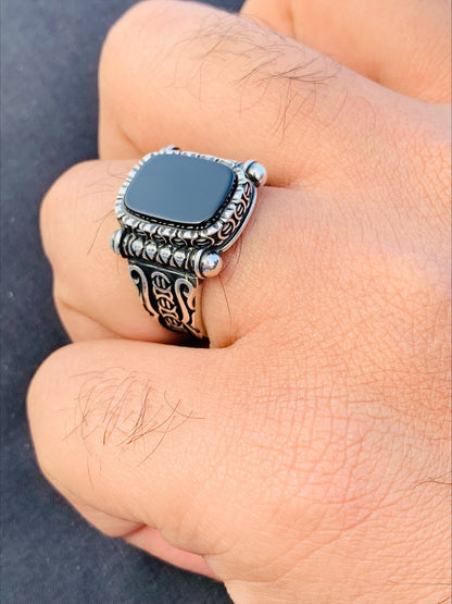 Black Beauty Squre Turkish 925 Silver Ring